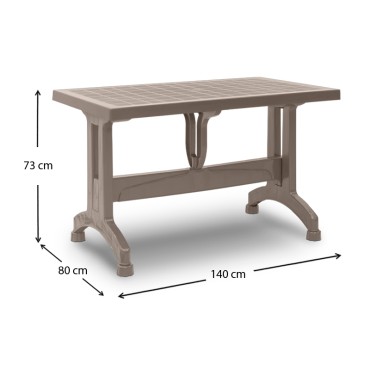 Τραπέζι πολυπροπυλενίου Callan Megapap χρώμα cappuccino 140x80x73cm 1 τεμ.