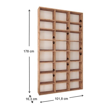 Βιβλιοθήκη μελαμίνης Fyodor Megapap χρώμα pine oak 102x16x178cm 1 τεμ.