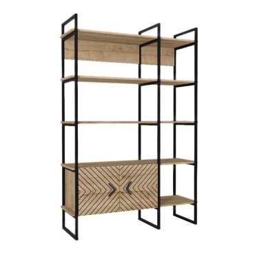Βιβλιοθήκη Eduardo Megapap μεταλλική - μελαμίνης χρώμα sapphire oak 120x39x180cm 1 τεμ.