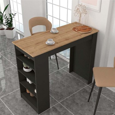 Τραπέζι μπαρ Monaco Megapap από μελαμίνη χρώμα ανθρακί - sapphire oak 120x51,6x101,8cm 1 τεμ.