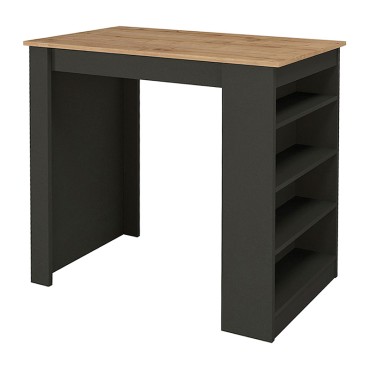 Τραπέζι μπαρ Monaco Megapap από μελαμίνη χρώμα ανθρακί - sapphire oak 120x51,6x101,8cm 1 τεμ.