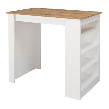 Τραπέζι μπαρ Monaco Megapap από μελαμίνη χρώμα λευκό - sapphire oak 120x51,6x101,8cm 1 τεμ.