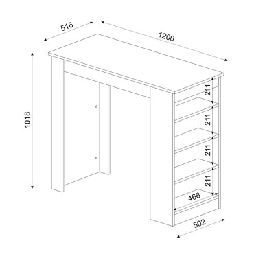 Τραπέζι μπαρ Monaco Megapap από μελαμίνη χρώμα λευκό - sapphire oak 120x51,6x101,8cm 1 τεμ.
