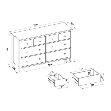 Συρταριέρα - Μπουφές Sabina Megapap χρώμα λευκό 160x50x96cm 1 τεμ.