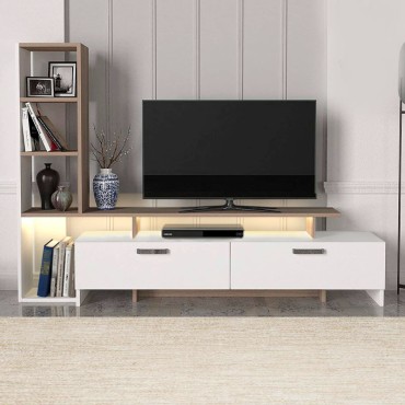 Σύνθεση τηλεόρασης Simal Megapap με LED χρώμα λευκό - cordoba 168,2x31,3x120cm 1 τεμ.