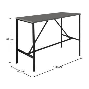 Τραπέζι μπαρ - stand Crego Megapap μεταλλικό - μελαμίνης χρώμα ανθρακί - μαύρο 100x45x89cm 1 τεμ.