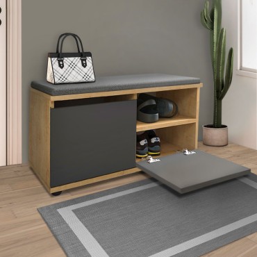 Παπουτσοθήκη μελαμίνης Twain Megapap 8 ζευγών χρώμα sapphire oak - ανθρακί 80x35x42cm