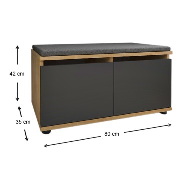 Παπουτσοθήκη μελαμίνης Twain Megapap 8 ζευγών χρώμα sapphire oak - ανθρακί 80x35x42cm