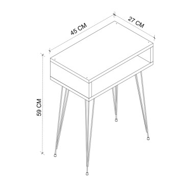 Κομοδίνο μελαμίνης Scott Megapap χρώμα ανθρακί 40x30x60cm 1 τεμ.