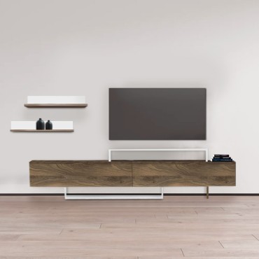 Έπιπλο τηλεόρασης Nirvana Megapap χρώμα καρυδί - λευκό 180x31,3x41,7cm 1 τεμ.
