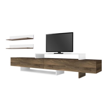 Έπιπλο τηλεόρασης Nirvana Megapap χρώμα καρυδί - λευκό 180x31,3x41,7cm 1 τεμ.