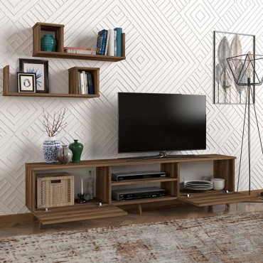 Έπιπλο τηλεόρασης Seddra Megapap χρώμα καρυδί 180x31,5x45cm 1 τεμ.
