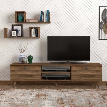 Έπιπλο τηλεόρασης Seddra Megapap χρώμα καρυδί 180x31,5x45cm 1 τεμ.