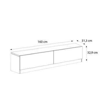 Έπιπλο τηλεόρασης Ahenk Megapap από μελαμίνη χρώμα λευκό 160x31,3x32,9cm 1 τεμ.