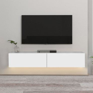 Έπιπλο τηλεόρασης επιτοίχιο Aristo Megapap με LED χρώμα λευκό 135x31,6x25cm 1 τεμ.