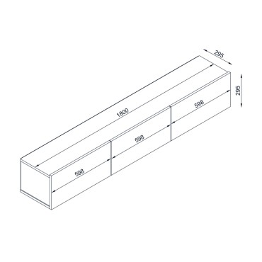 Έπιπλο τηλεόρασης επιτοίχιο Damla Megapap με LED χρώμα sapphire oak 180x29,5x29,5cm 1 τεμ.