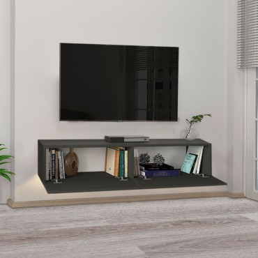 Έπιπλο τηλεόρασης επιτοίχιο Aristo Megapap από μελαμίνη με LED χρώμα ανθρακί 135x31,6x25cm 1 τεμ.