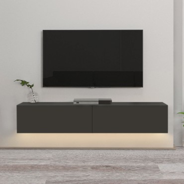 Έπιπλο τηλεόρασης επιτοίχιο Aristo Megapap από μελαμίνη με LED χρώμα ανθρακί 135x31,6x25cm 1 τεμ.