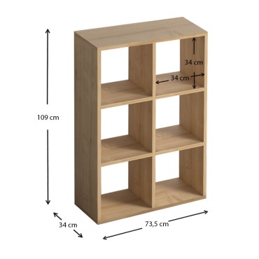 Βιβλιοθήκη Cube Megapap από μελαμίνη χρώμα oak 73,5x34x109cm 1 τεμ.