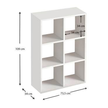 Βιβλιοθήκη Cube Megapap από μελαμίνη χρώμα λευκό 73,5x34x109cm 1 τεμ.