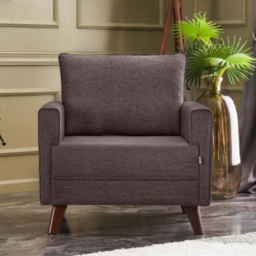 Πολυθρόνα Bella Megapap υφασμάτινη χρώμα καφέ 82x81x85cm 1 τεμ.