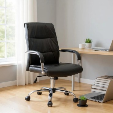 Καρέκλα γραφείου διευθυντική Matteo Megapap από τεχνόδερμα χρώμα μαύρο 60x66x105/115cm 1 τεμ.