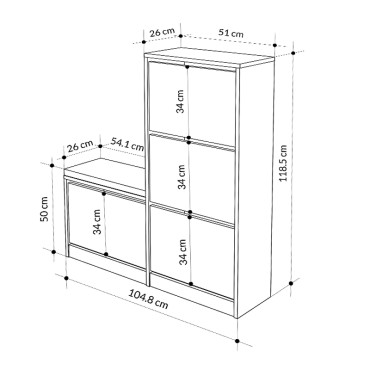 Παπουτσοθήκη μελαμίνης Dude Megapap χρώμα λευκό 104,8x26x118,5cm