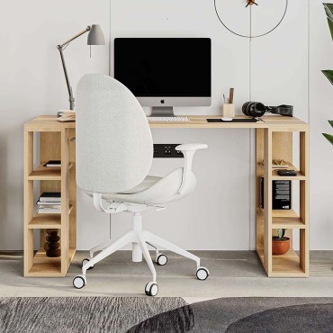 Γραφείο εργασίας Colmar Megapap από μελαμίνη χρώμα sapphire oak 140x60x75εκ 1 τεμ.