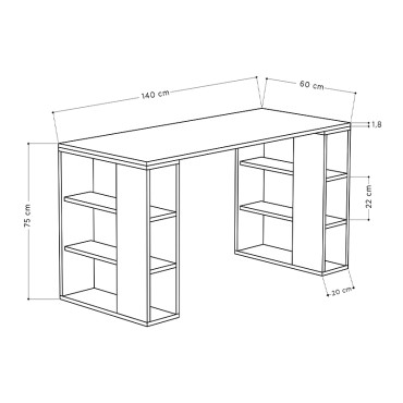Γραφείο εργασίας Colmar Megapap από μελαμίνη χρώμα sapphire oak 140x60x75εκ 1 τεμ.