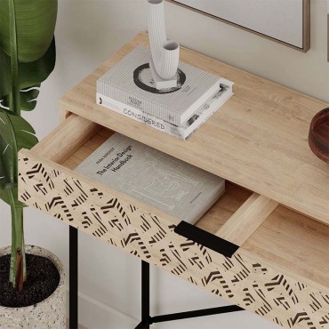 Κονσόλα Heaton Megapap μεταλλική - μελαμίνης χρώμα sapphire oak 110x35,6x90cm 1 τεμ.