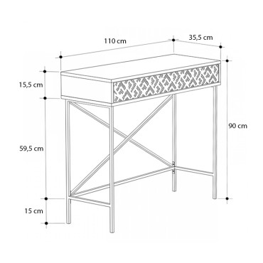 Κονσόλα Heaton Megapap μεταλλική - μελαμίνης χρώμα sapphire oak 110x35,6x90cm 1 τεμ.