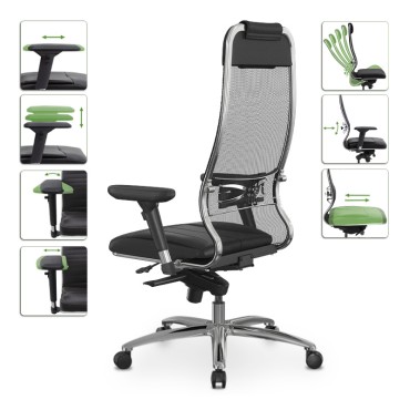 Καρέκλα γραφείου Samurai L1-2D Megapap εργονομική με ύφασμα TS Mesh και τεχνόδερμα χρώμα μαύρο 69x70x122/130cm 1 τεμ.