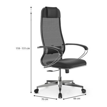 Καρέκλα γραφείου Sit-1031672 Megapap εργονομική με διπλό ύφασμα Mesh και τεχνόδερμα χρώμα μαύρο 66x70x118/131cm 1 τεμ.