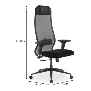 Καρέκλα γραφείου B1-111D Megapap εργονομική με διπλό ύφασμα Mesh χρώμα μαύρο 65x70x118/132cm 1 τεμ.
