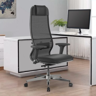 Καρέκλα γραφείου Synchrosit-10 Megapap εργονομική με διπλό ύφασμα Mesh και τεχνόδερμα χρώμα μαύρο 65x70x121/134cm 1 τεμ.
