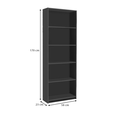 Βιβλιοθήκη μελαμίνης Max Megapap χρώμα ανθρακί 58x23x170cm 1 τεμ.