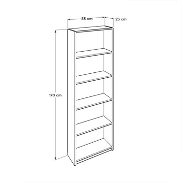 Βιβλιοθήκη μελαμίνης Max Megapap χρώμα ανθρακί 58x23x170cm 1 τεμ.