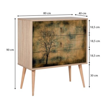 Συρταριέρα Soho Megapap από μελαμίνη χρώμα sonoma 80x40x90cm 1 τεμ.