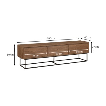 Έπιπλο τηλεόρασης Amedeo Megapap χρώμα καρυδί 180x40x50cm 1 τεμ.