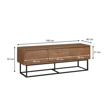Έπιπλο τηλεόρασης Amedeo Megapap χρώμα καρυδί 140x40x50cm 1 τεμ.