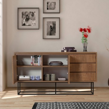 Μπουφές Amedeo Megapap από μελαμίνη χρώμα καρυδί 140x36x72cm 1 τεμ.