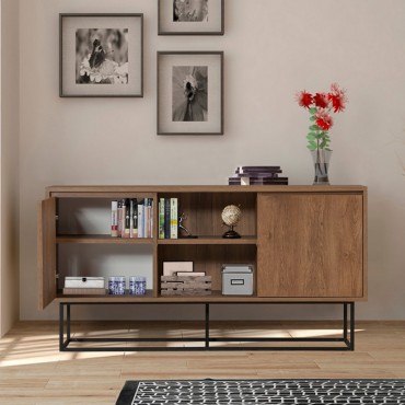 Μπουφές Amedeo Megapap από μελαμίνη χρώμα καρυδί 140x36x72cm 1 τεμ.