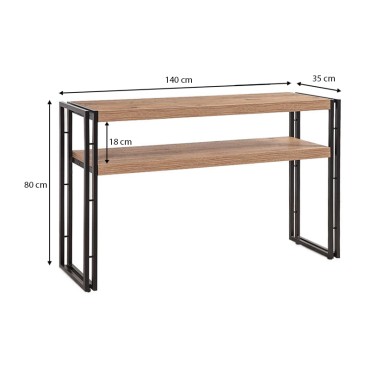 Κονσόλα Atlas Megapap μεταλλική - μελαμίνης χρώμα atlantic pine 140x35x80cm 1 τεμ.
