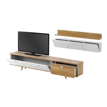 Σύνθεση τηλεόρασης Hera Megapap χρώμα sapphire oak - λευκό 170x37x45cm 1 τεμ.