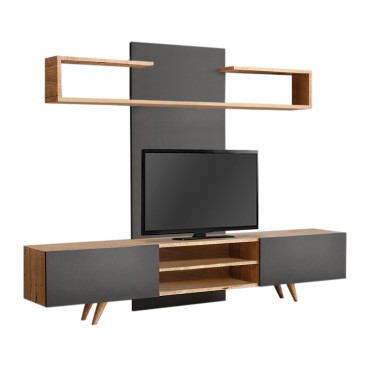 Σύνθεση τηλεόρασης Giacomo Megapap χρώμα sapphire oak - ανθρακί 180x40x45cm 1 τεμ.