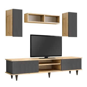 Σύνθεση τηλεόρασης Tokyo Megapap χρώμα sapphire oak - ανθρακί 170x37x45cm 1 τεμ.
