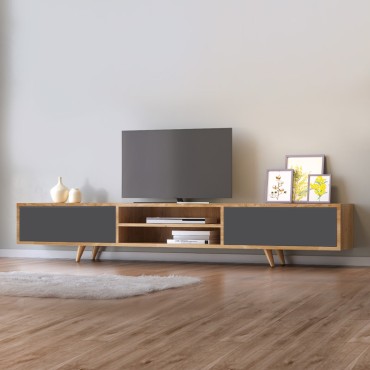 Έπιπλο τηλεόρασης Serine Megapap χρώμα sapphire oak - ανθρακί 170x37x45cm 1 τεμ.