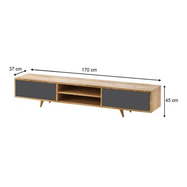 Έπιπλο τηλεόρασης Serine Megapap χρώμα sapphire oak - ανθρακί 170x37x45cm 1 τεμ.