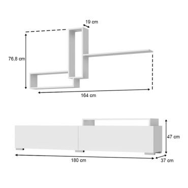 Σύνθεση τηλεόρασης Odessa Megapap χρώμα λευκό 180x37x47cm 1 τεμ.