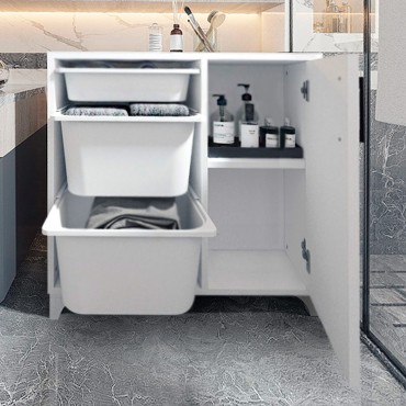 Ντουλάπι κουζίνας/μπάνιου Kayra Megapap με 3 καλάθια χρώμα λευκό 77,2x30x77,3cm 1 τεμ.